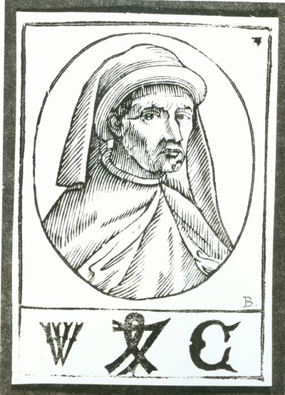 Portrait of William Caxton and His Printer
